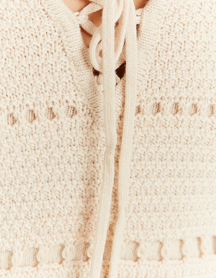 TALLY WEiJL, Beige Cropped Cardigan in Crochet for Women