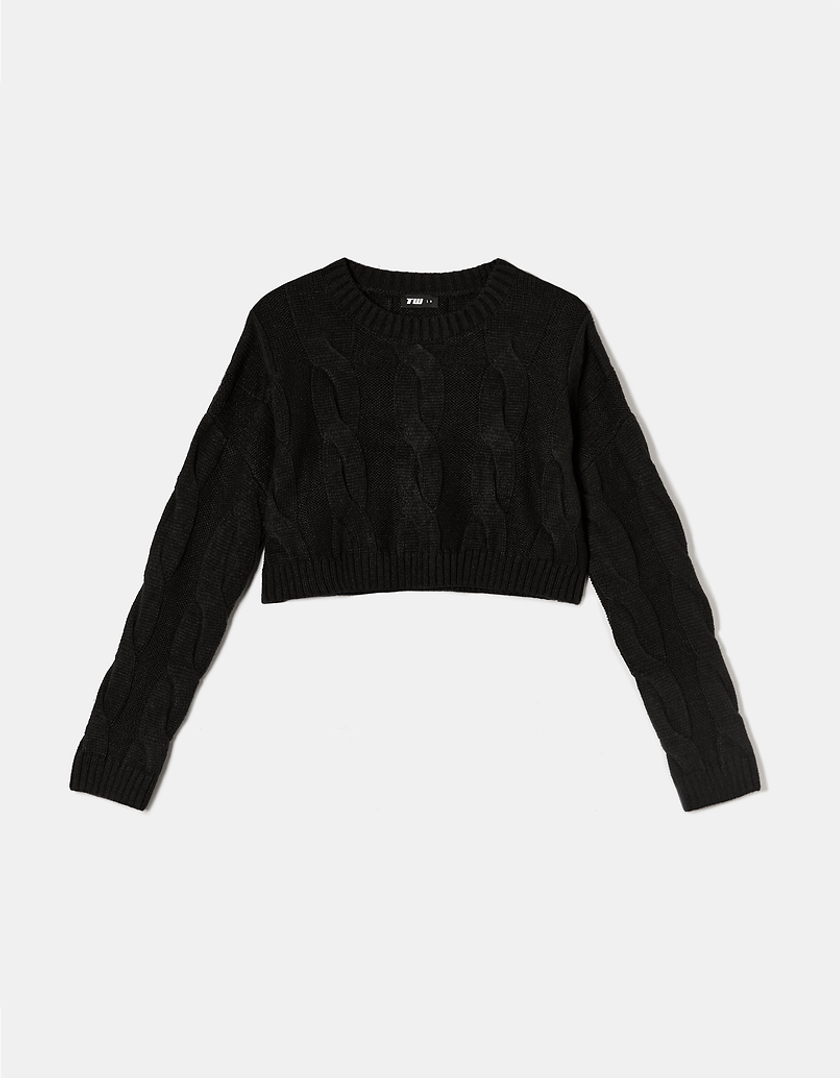 TALLY WEiJL, Black Cable Knit Jumper for Women
