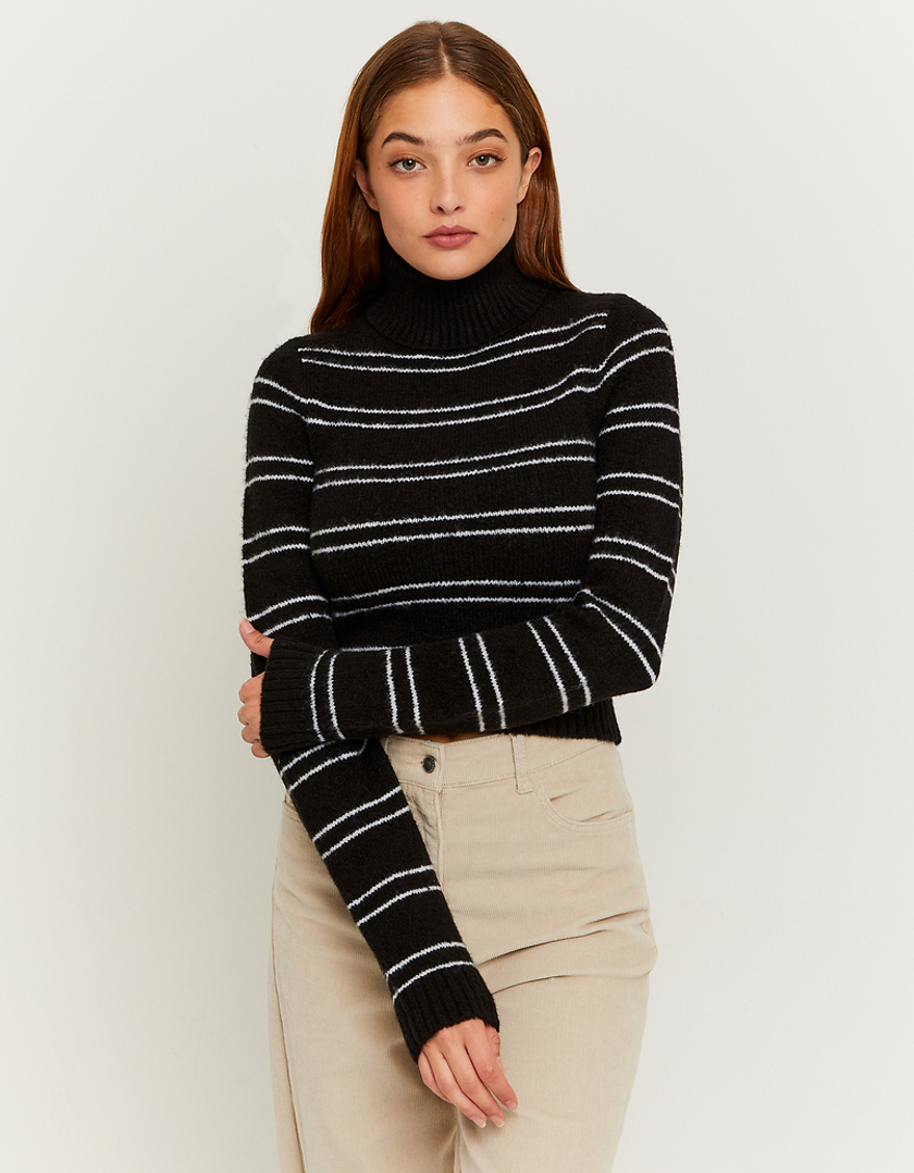 TALLY WEiJL, Pull Rayé Court avec Col Montant for Women