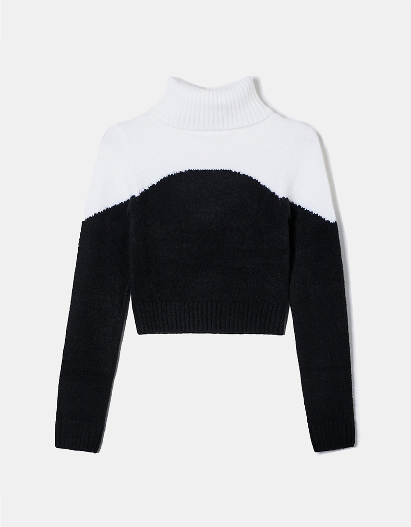 TALLY WEiJL, Colorblock Cropped Turtle Neck Jumper for Women