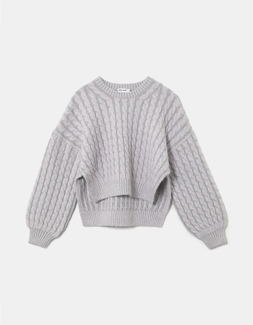 TALLY WEiJL, Grey Jumper with Lilac Cables for Women