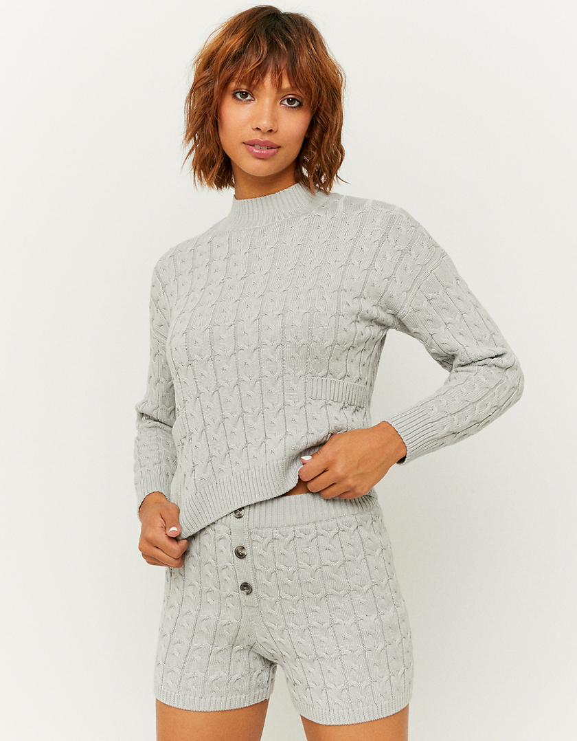 TALLY WEiJL, White Cable knit Turtle Neck Jumper for Women