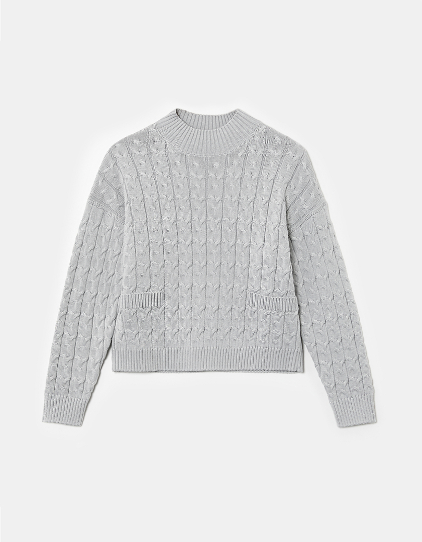 TALLY WEiJL, White Cable knit Turtle Neck Jumper for Women