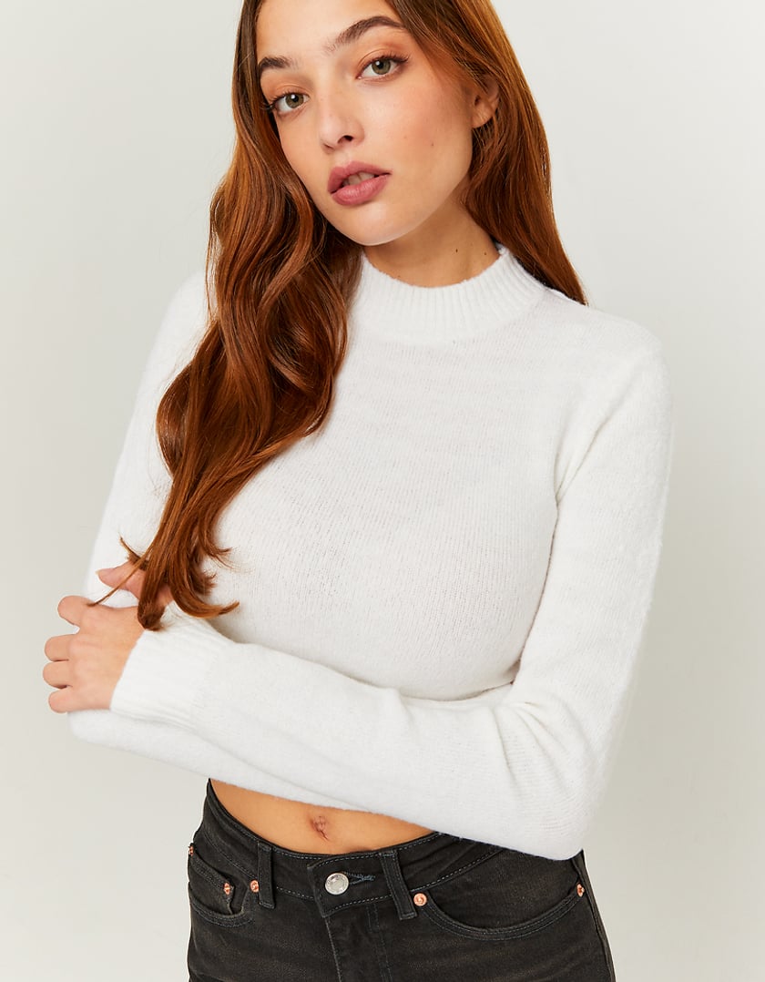 TALLY WEiJL, White Cropped  Jumper for Women