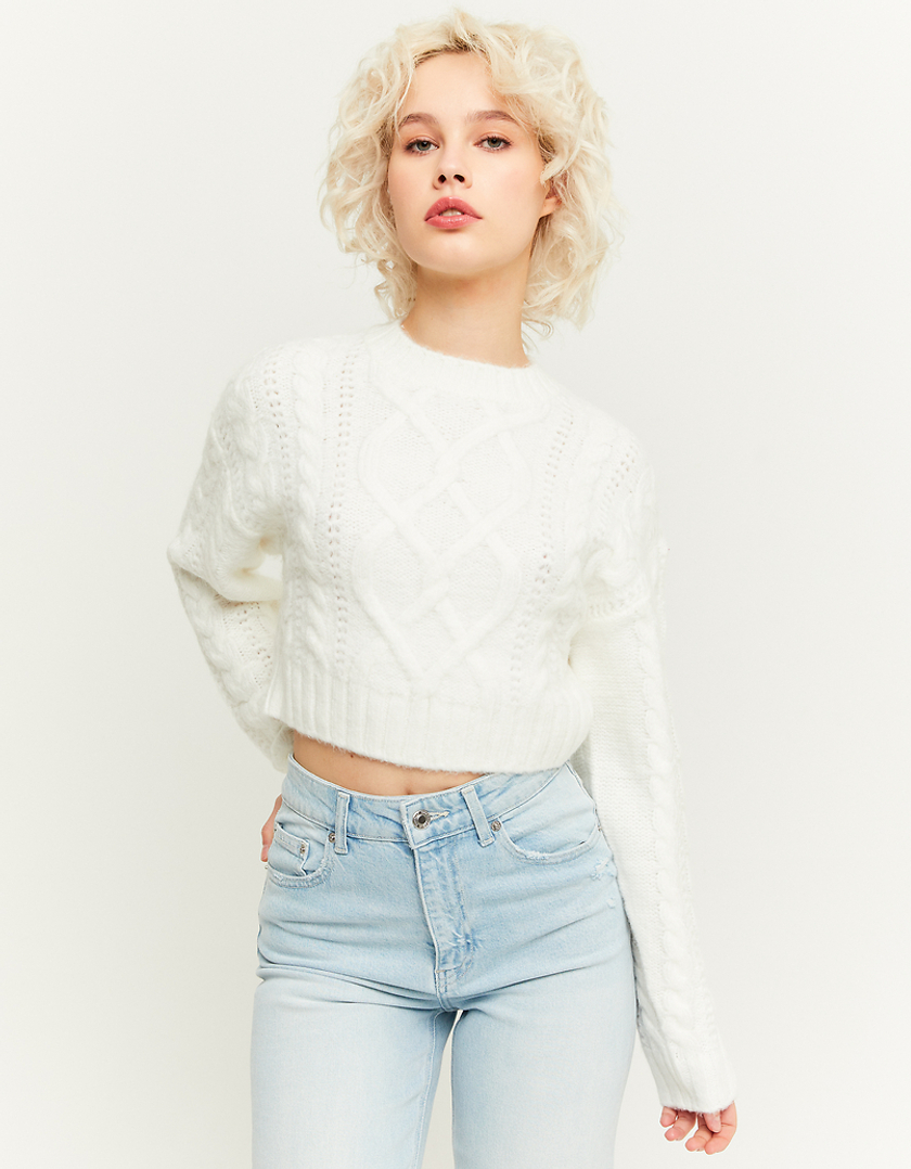 TALLY WEiJL, White Cable Knit Jumper for Women