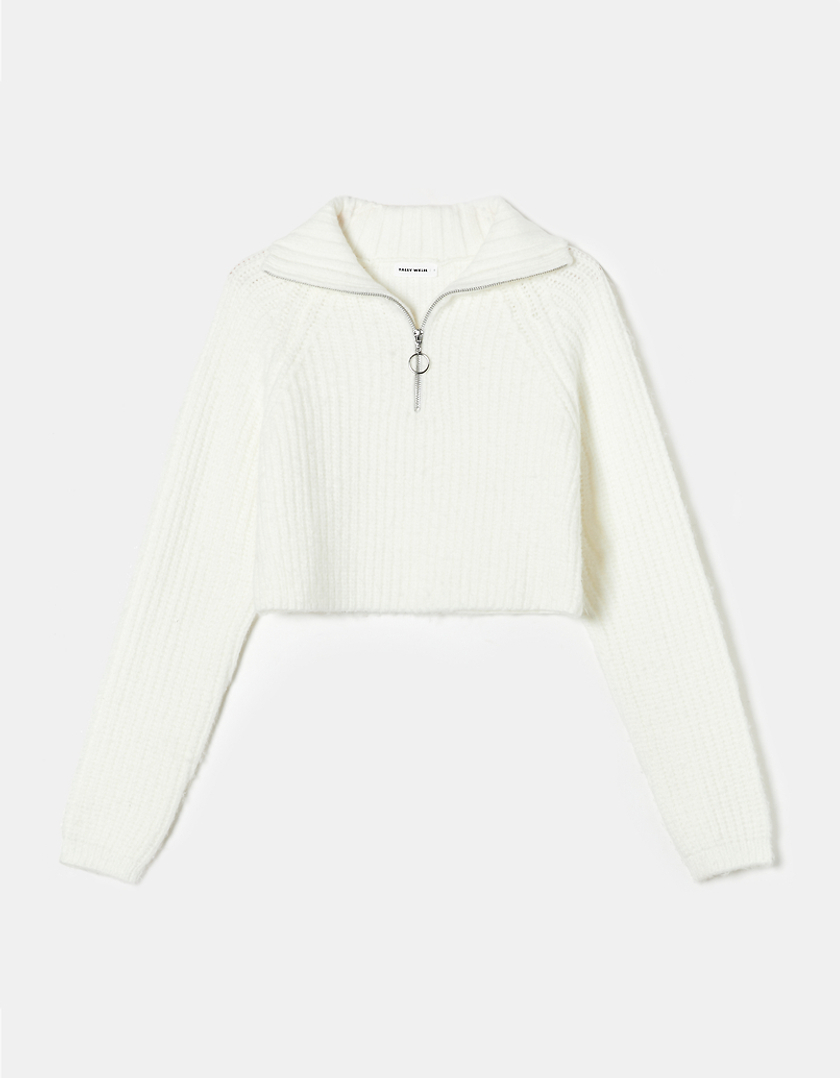 TALLY WEiJL, White Cropped Jumper for Women