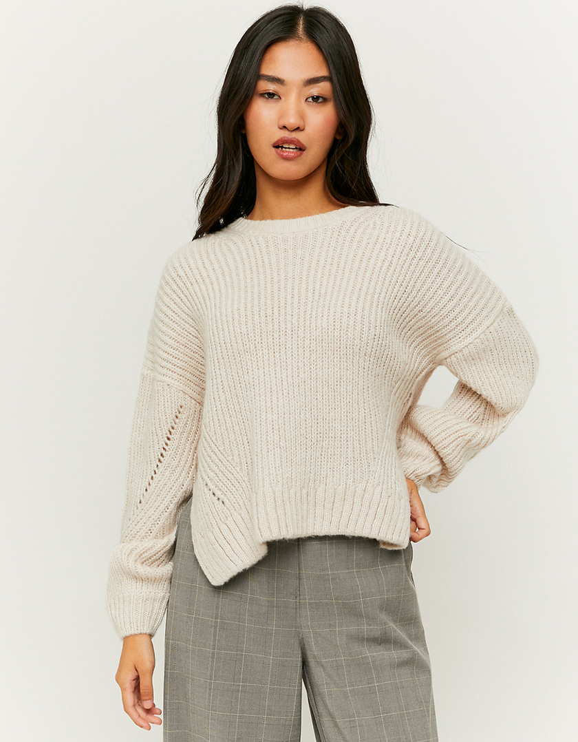 TALLY WEiJL, Pull Maille Épaisse Dos Ouvert Blanc for Women