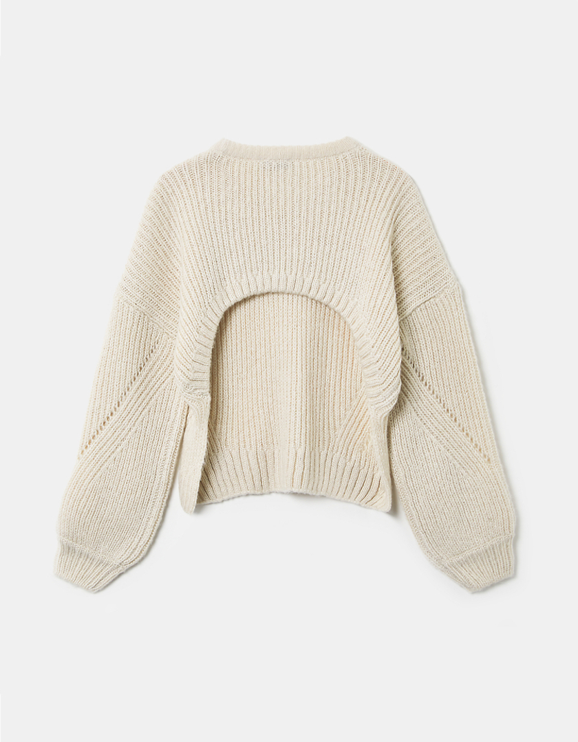 TALLY WEiJL, White Backless Chunky Knit Jumper for Women