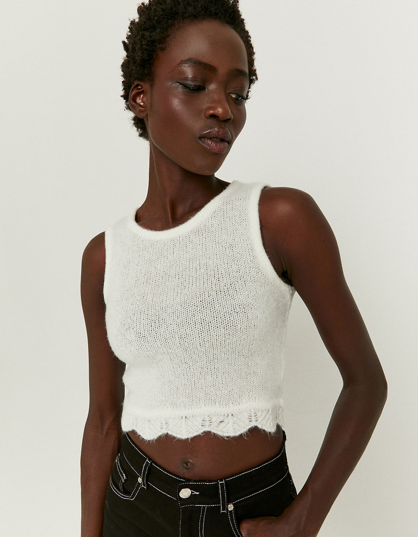 TALLY WEiJL, Λευκό Soft touch Cropped Top for Women