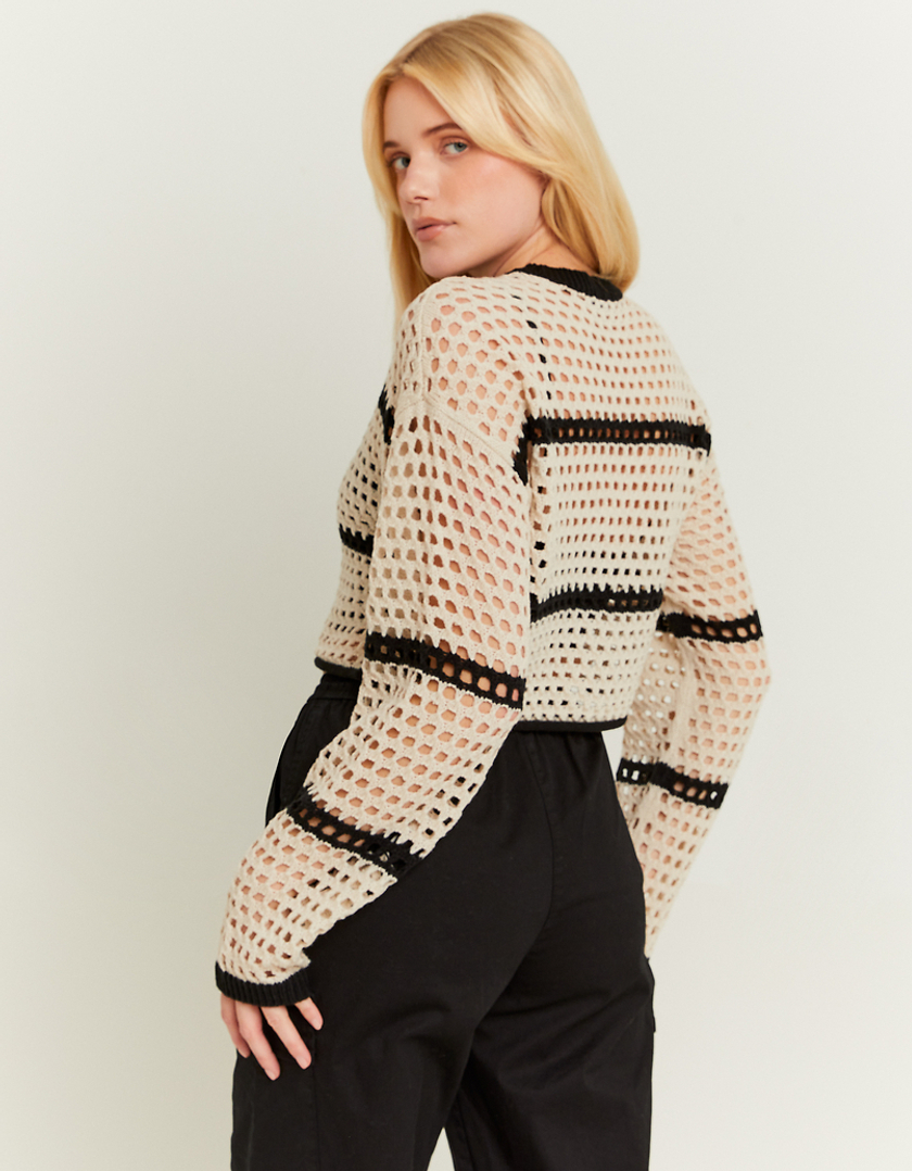 TALLY WEiJL, Ultra przycięty sweter szydełkowy w paski for Women