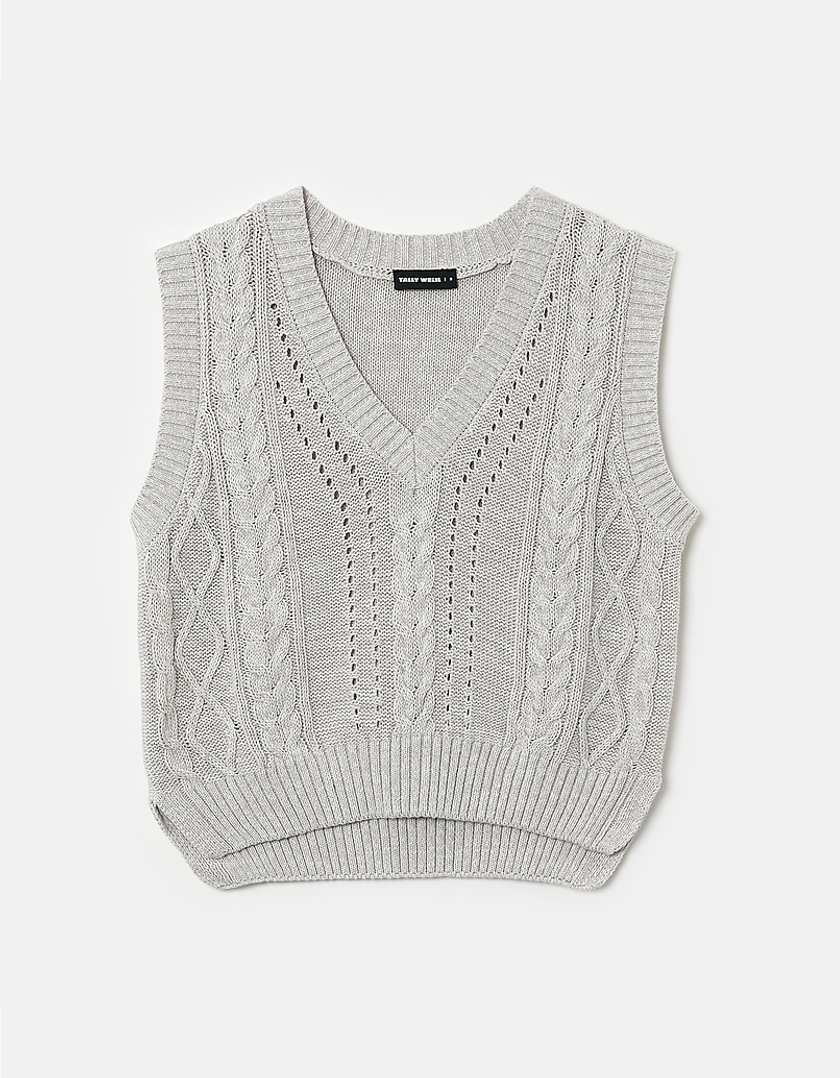 TALLY WEiJL, Cable knit V-Neck Jumper for Women