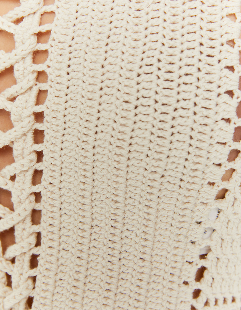 TALLY WEiJL, White Cut out Knit  Crop top for Women