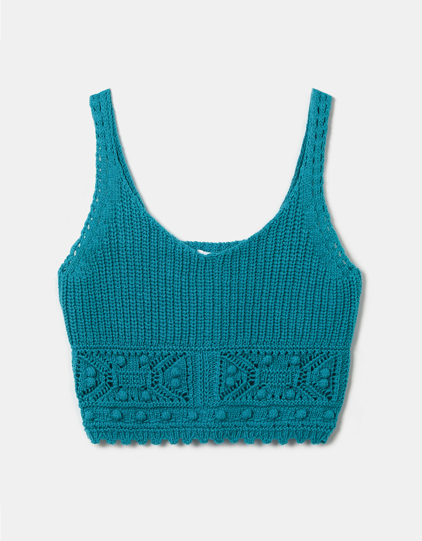 TALLY WEiJL, Μπλε Crochet Crop Top for Women