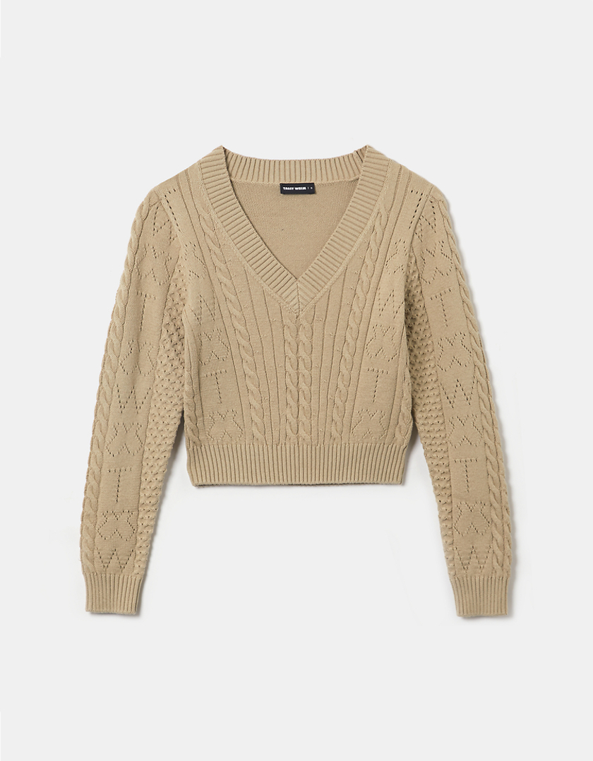 TALLY WEiJL, Beige Cable knit Long Sleeves Jumper for Women