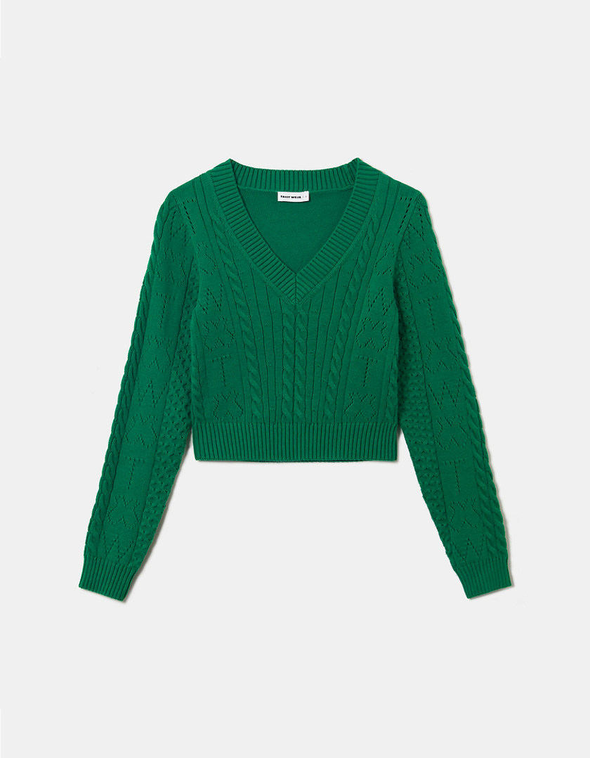 TALLY WEiJL, Πράσινη Μακρυμάνικη Basic Μπλούζα for Women