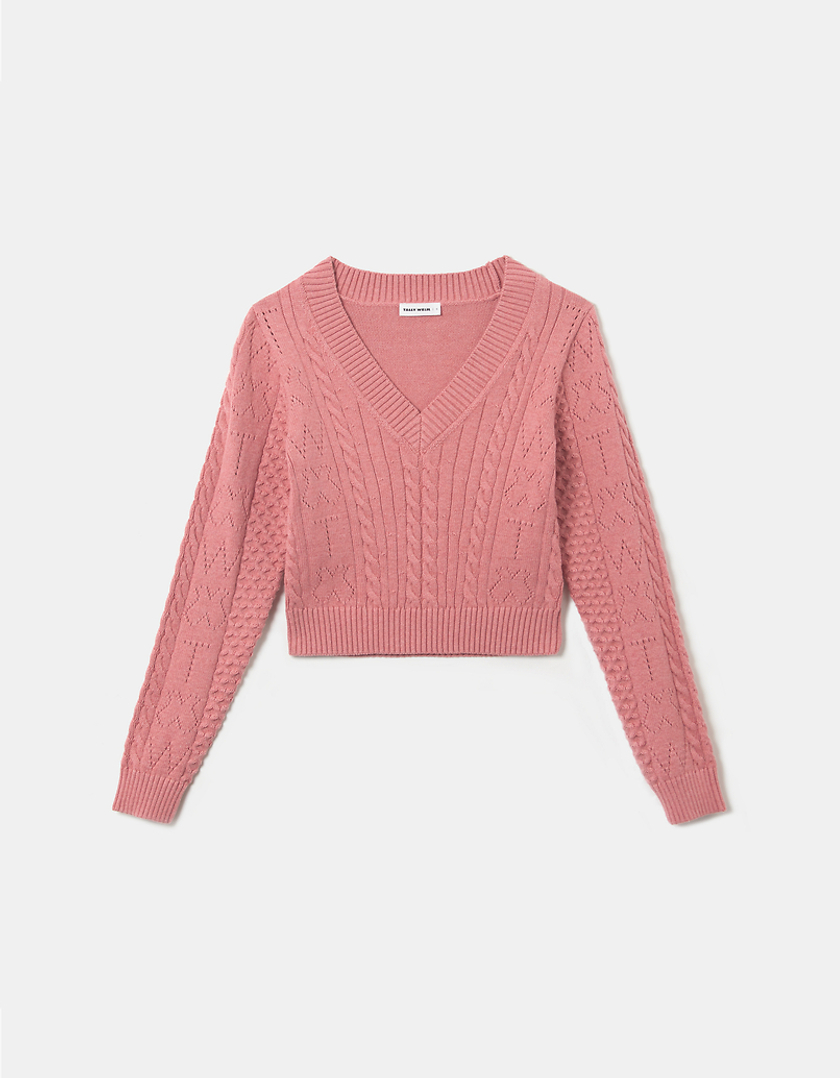 TALLY WEiJL, Różowy sweter Basic z długim rękawem for Women