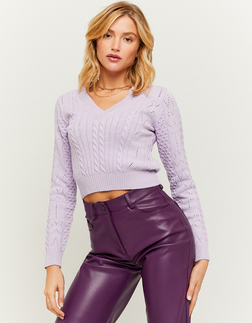 TALLY WEiJL, Purple Cable knit Long Sleeves Jumper for Women
