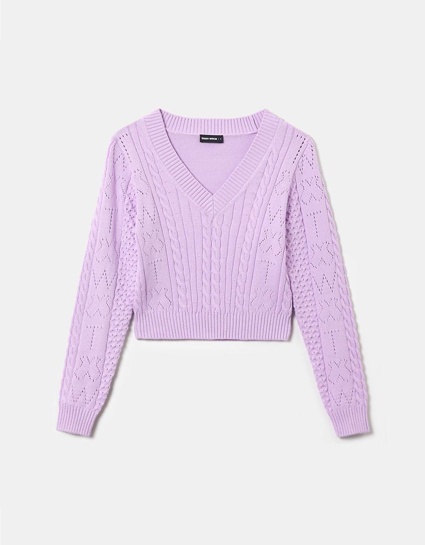 TALLY WEiJL, Purple Cable knit Long Sleeves Jumper for Women