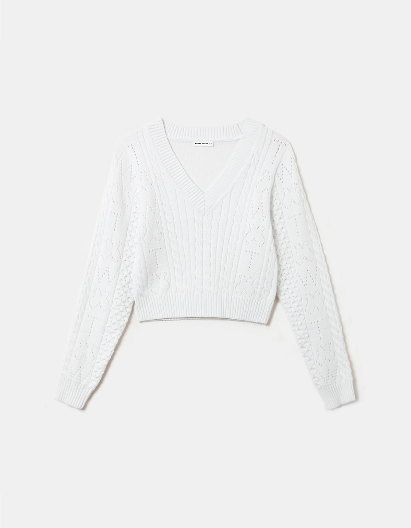 TALLY WEiJL, Biały sweter Basic z długim rękawem for Women