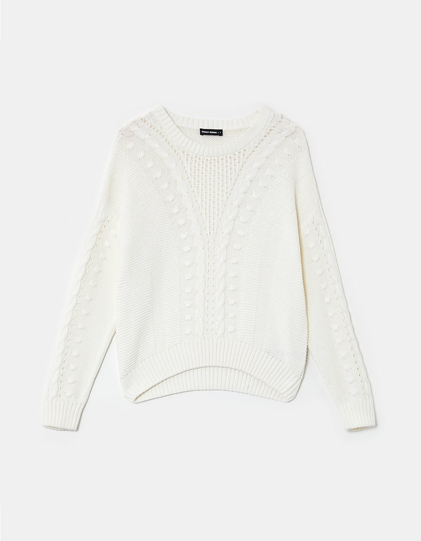 TALLY WEiJL, Pullover Bianco Intrecciato for Women