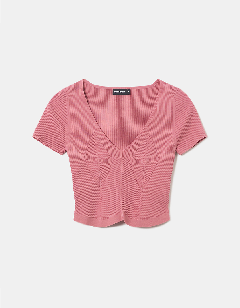 TALLY WEiJL, Crop Top In Maglia Basico Rosa  for Women