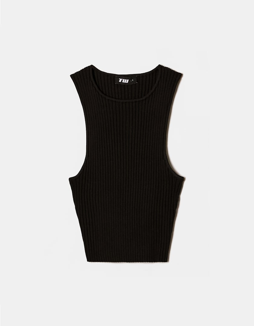TALLY WEiJL, Black Ribbed Top for Women