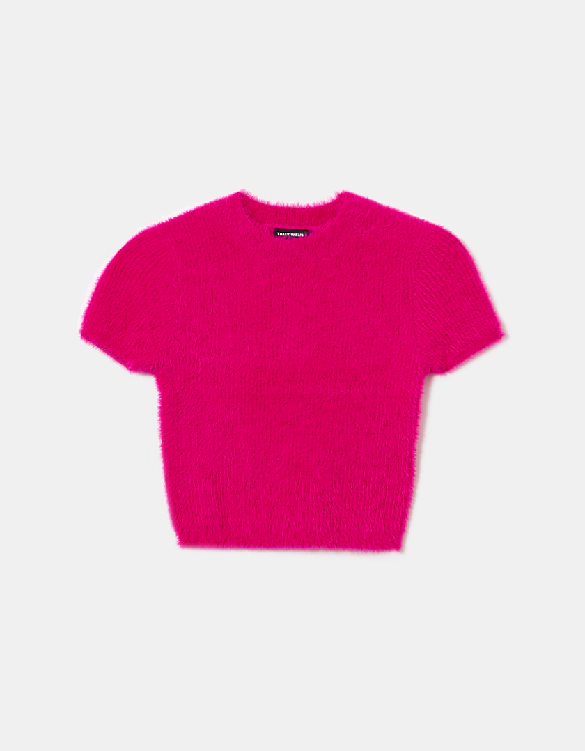 TALLY WEiJL, Top Corto In Maglia Rosa for Women
