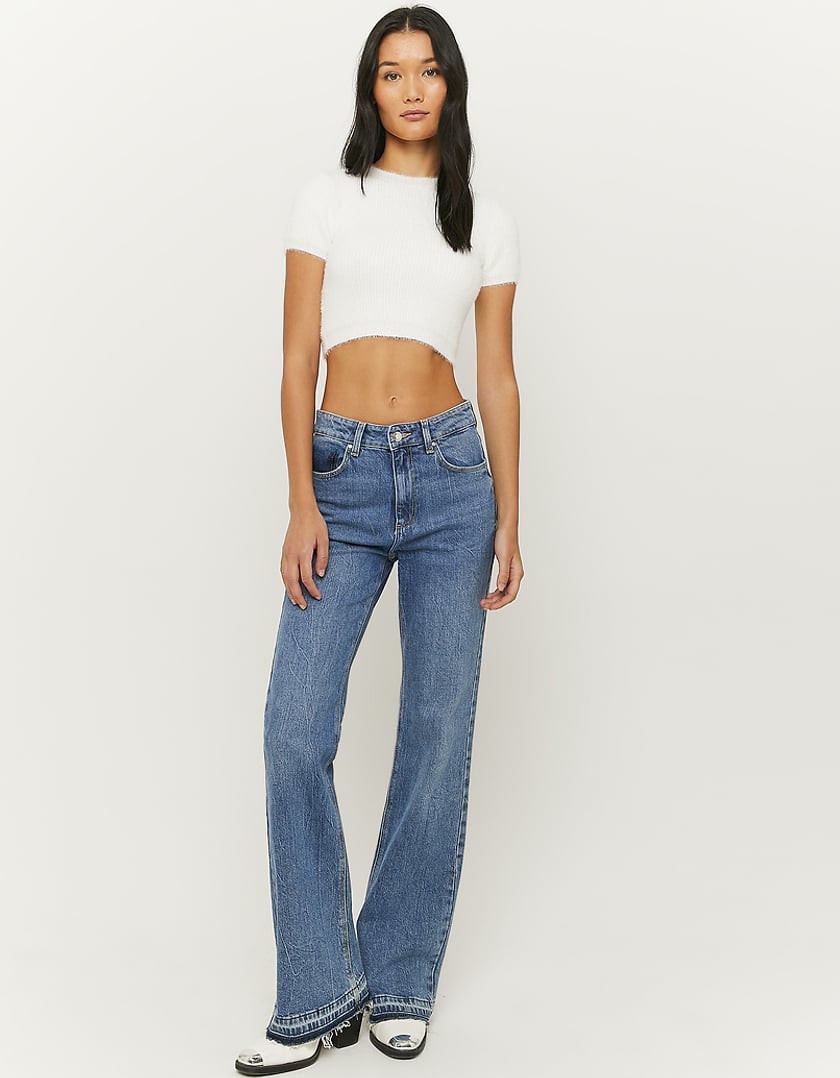 TALLY WEiJL, White Knit Cropped Top for Women