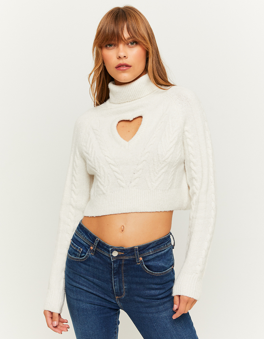 TALLY WEiJL, Maglione Bianco con Cut Out a Cuore for Women