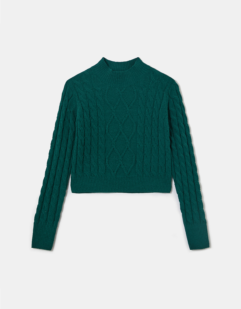 TALLY WEiJL, Zielony krótki sweter z dzianiny for Women