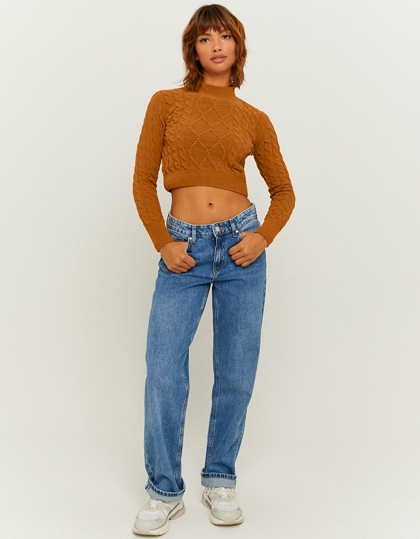 TALLY WEiJL, Yellow  Cable knit Cropped Jumper for Women