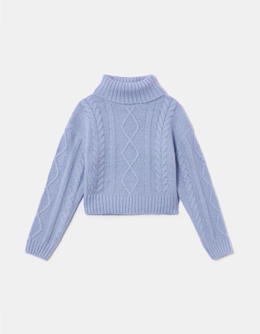 TALLY WEiJL, Blue Cable knit Cropped Jumper for Women