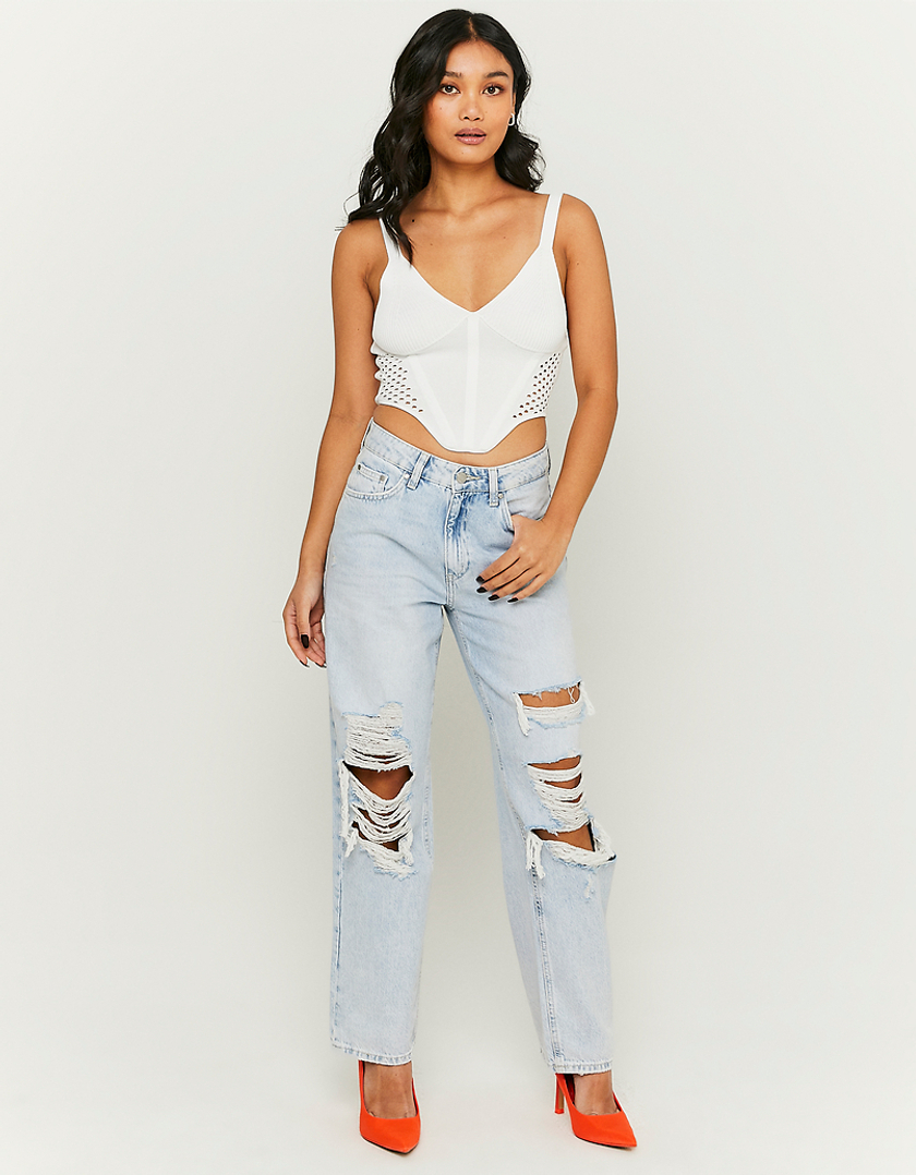 TALLY WEiJL, Cut Out Knit Cropped Crop Top for Women