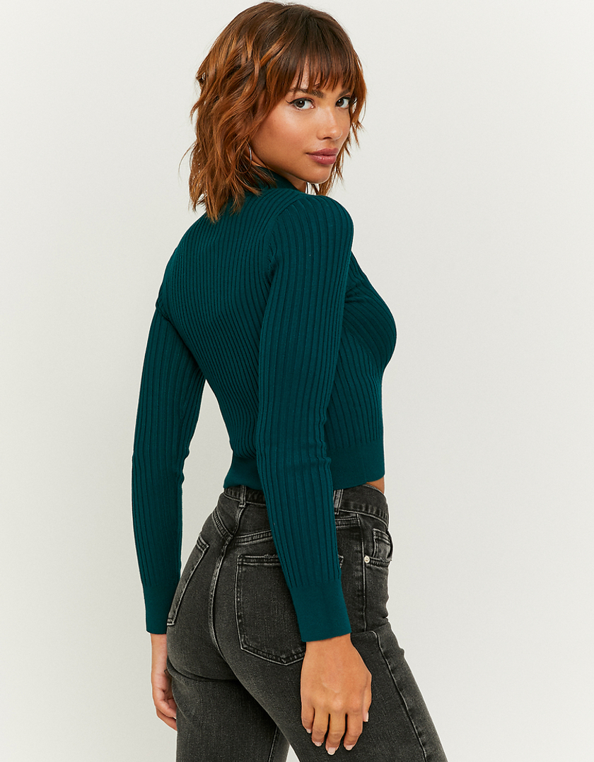 TALLY WEiJL, Green Knit Basic Turtle Neck Top for Women