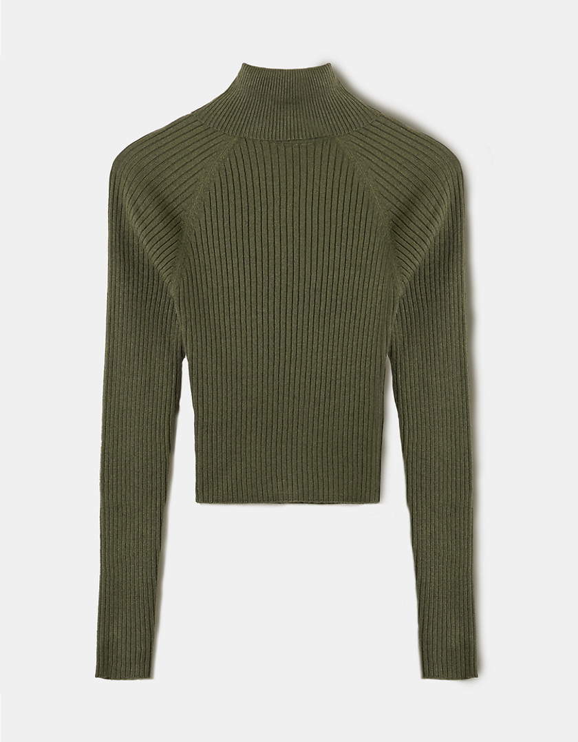 TALLY WEiJL, Green Fitted Turtle Neck Jumper for Women