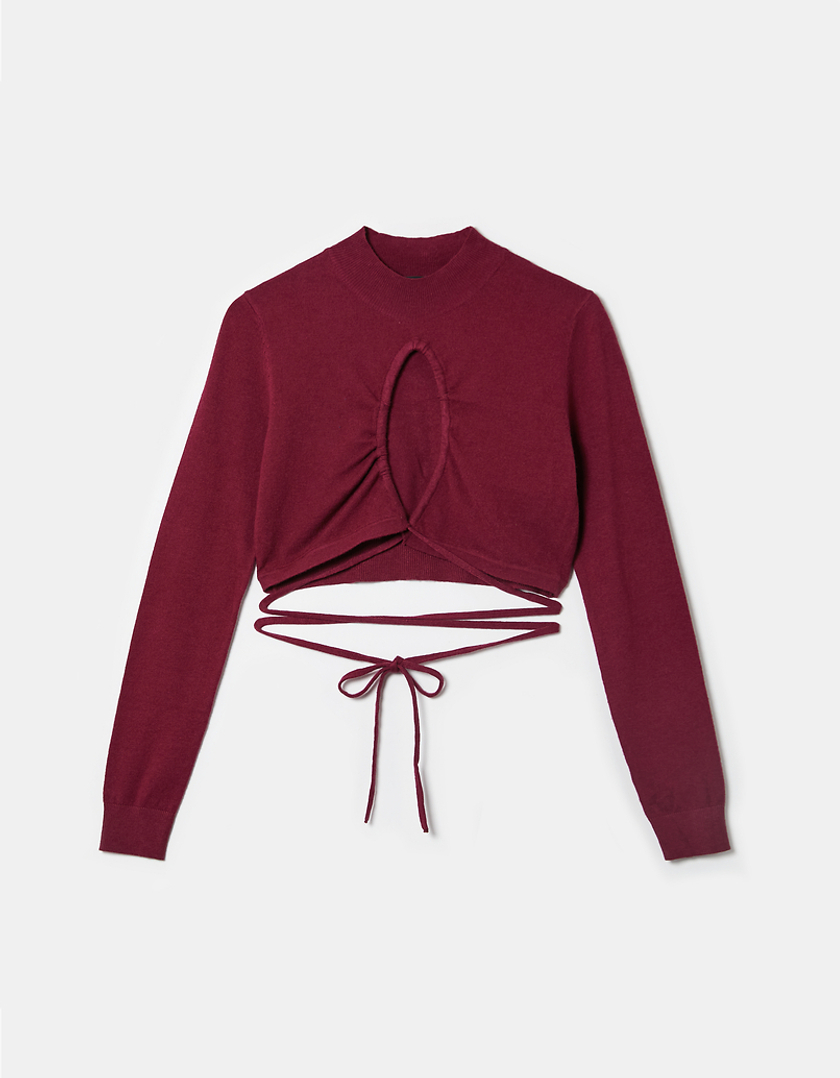 TALLY WEiJL, Rotes Langärmliges Crop Top mit Animal-Muster for Women