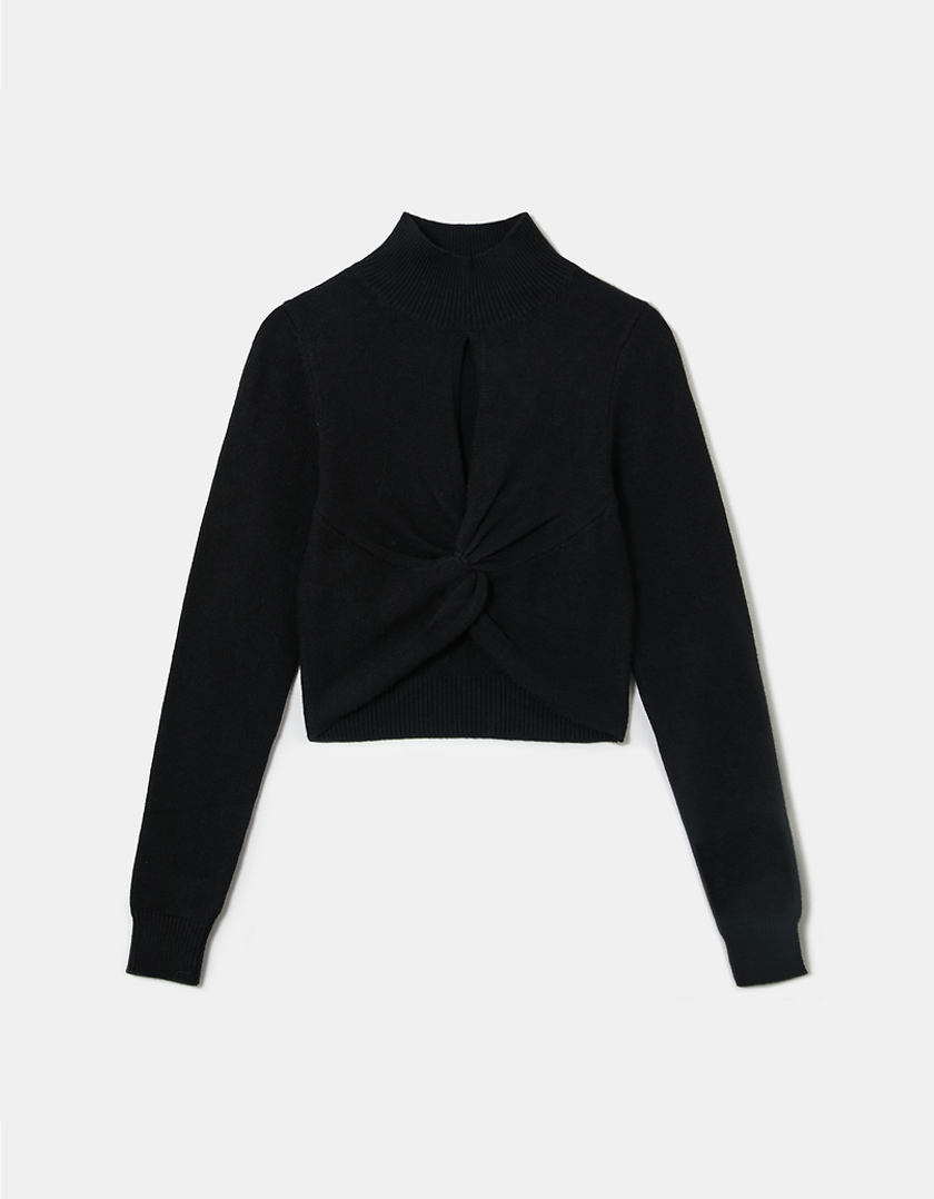 TALLY WEiJL, Czarny krótki sweter z wycięciami for Women