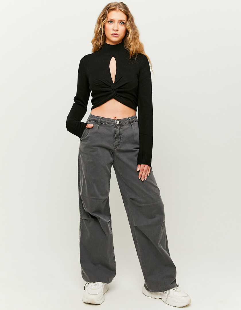 TALLY WEiJL, Black Cut Out Cropped Jumper for Women