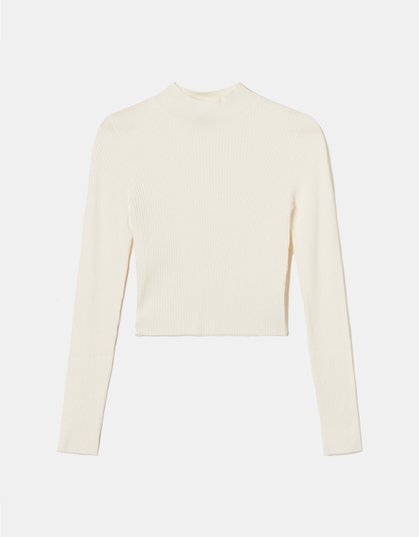 TALLY WEiJL, White Fitted Knit Jumper for Women