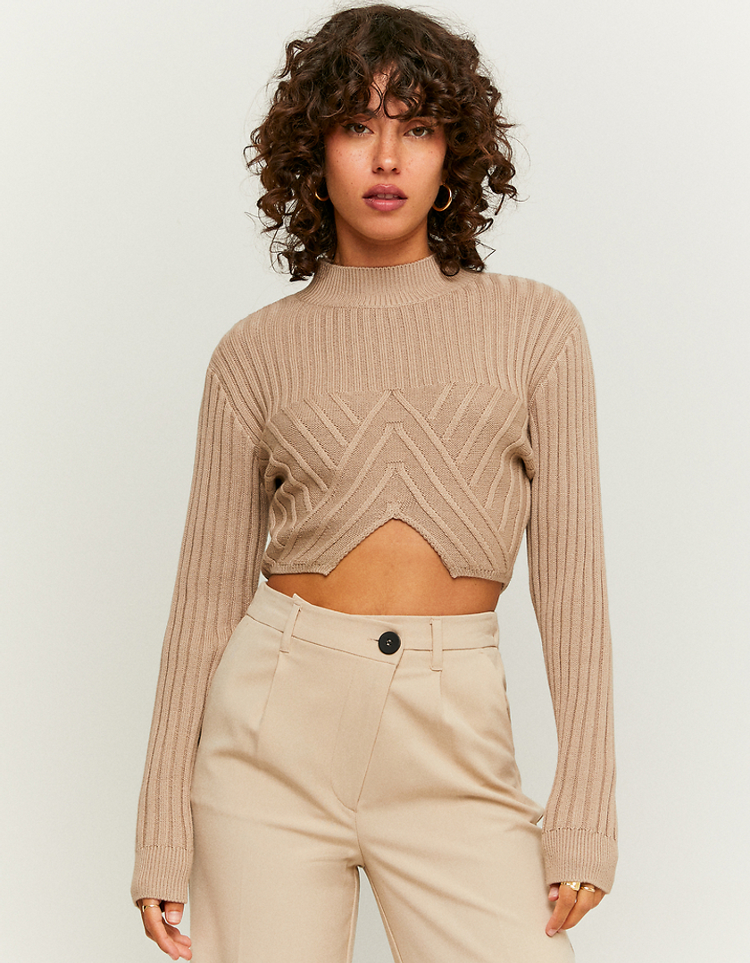 TALLY WEiJL, Μπεζ Cable knit Cropped Jumper for Women