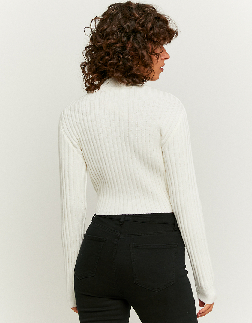TALLY WEiJL, Λευκό Cable knit Cropped Jumper for Women