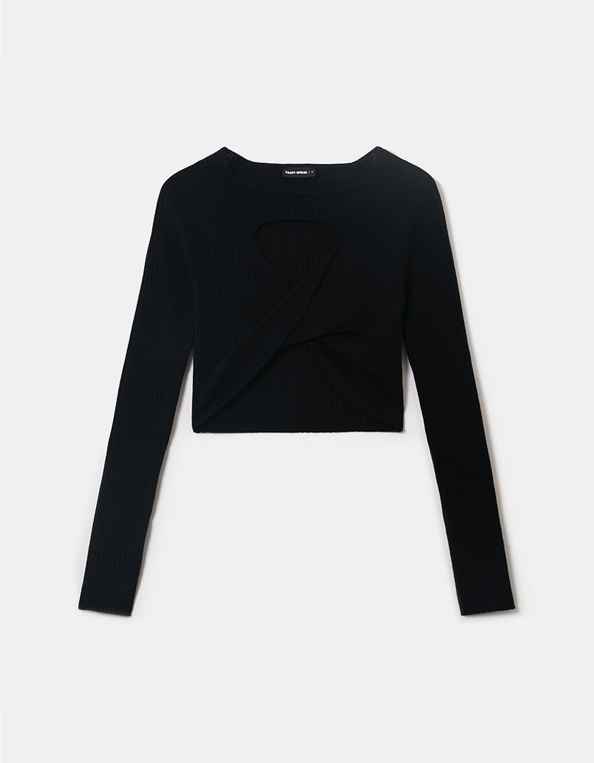 TALLY WEiJL, Black Cut out Long Sleeves Top for Women