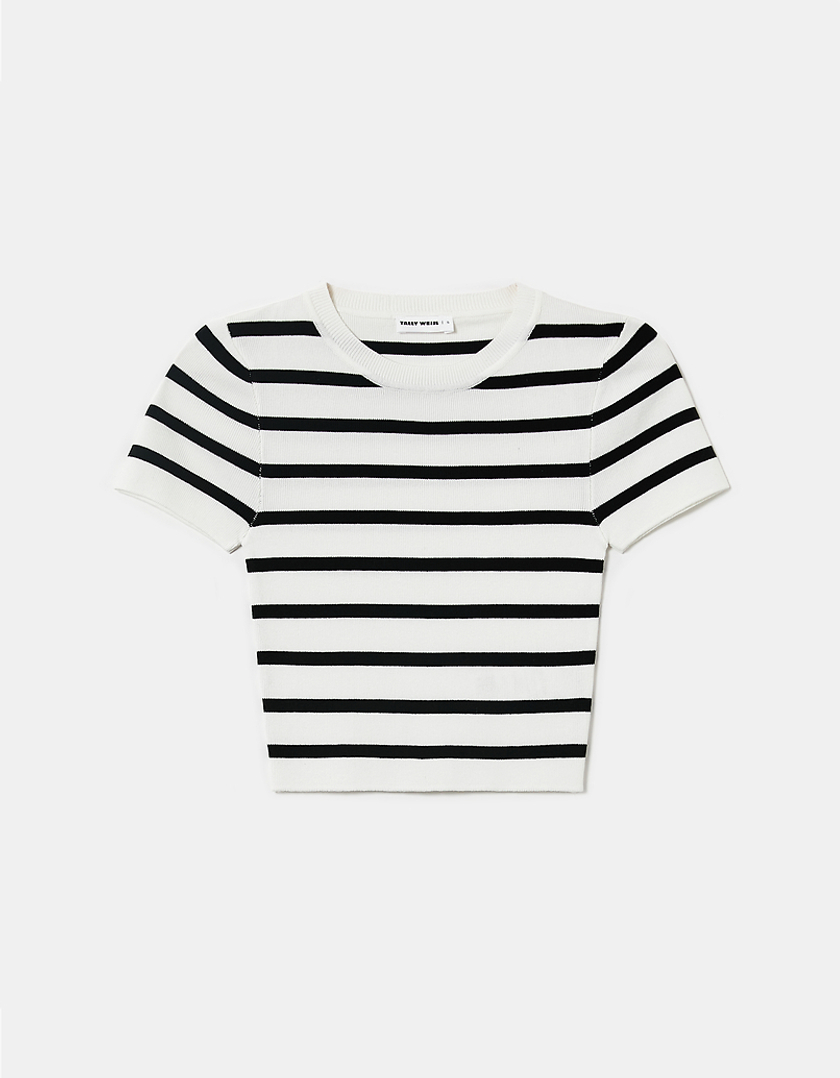 TALLY WEiJL, Striped Knit Cropped Top for Women