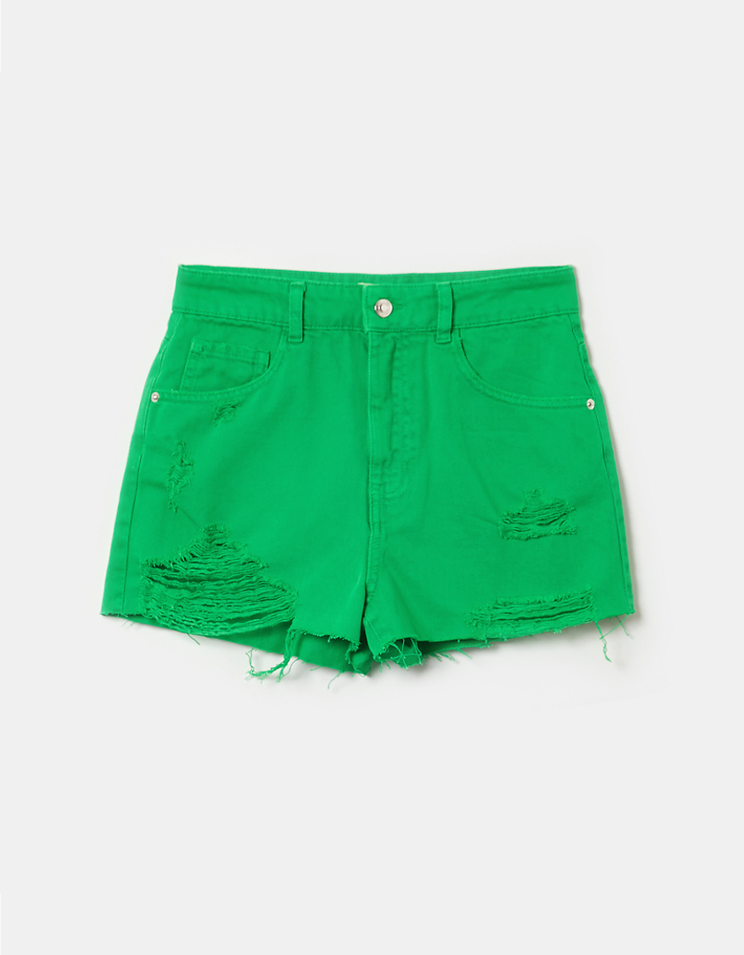 TALLY WEiJL, Green High Waist Mom Shorts for Women