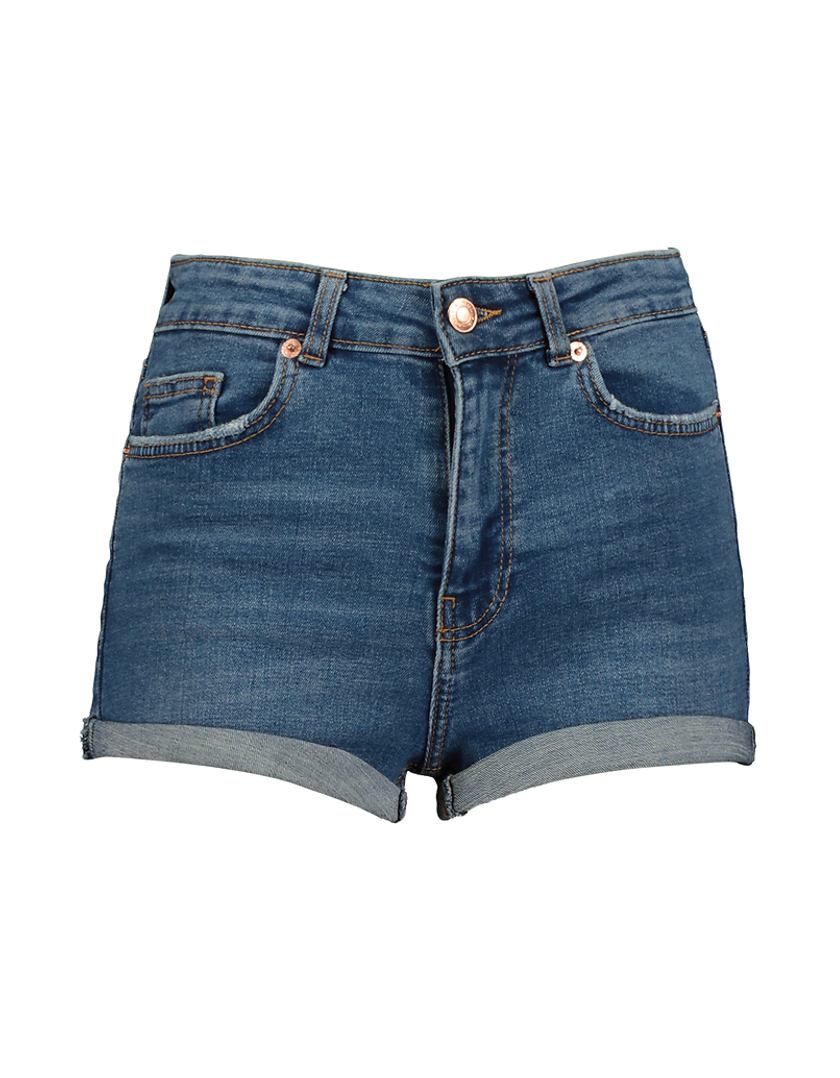 Shorts di Jeans Skinny a Vita Alta