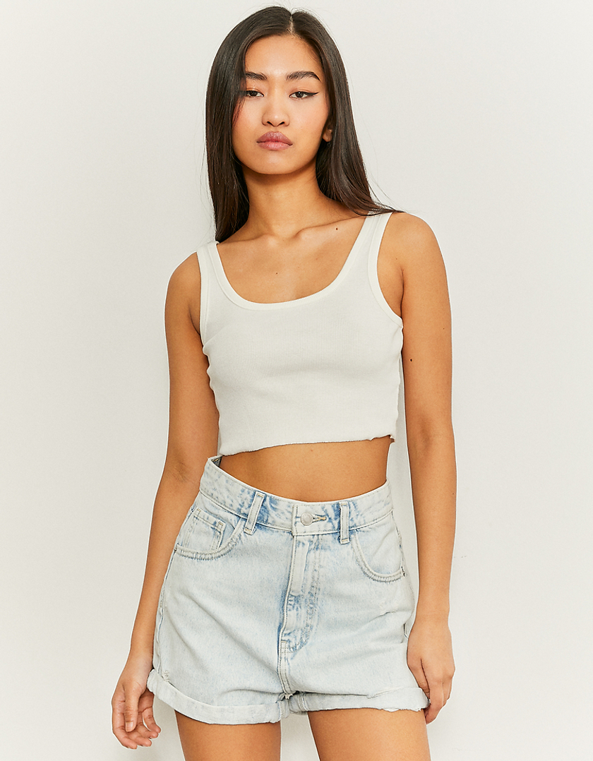 Shorts Mom di Jeans Strappati a Vita Alta