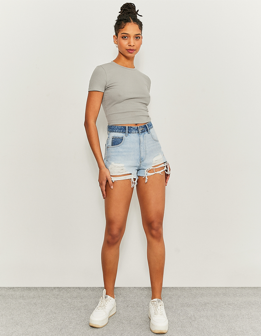 Shorts Mom Con Strappi A Vita Alta