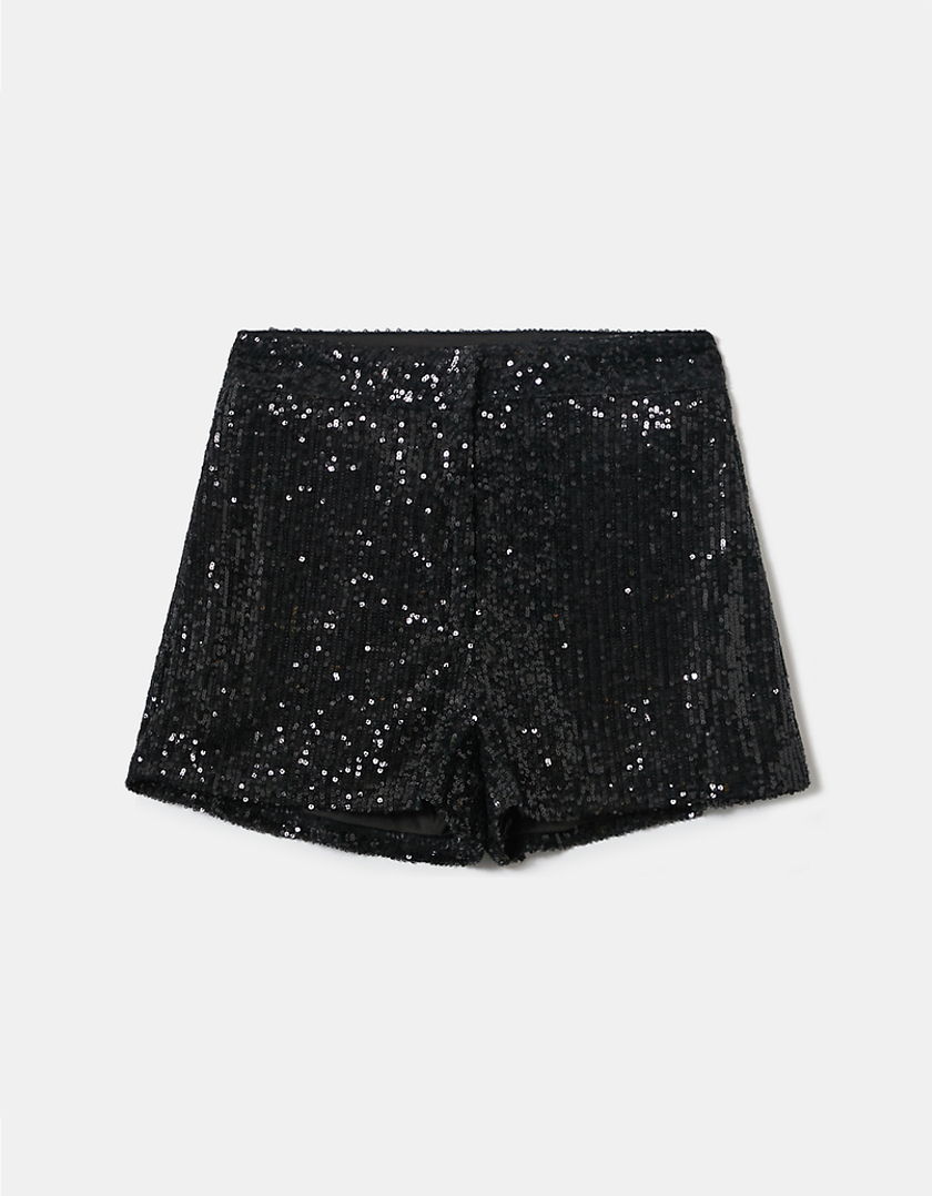 TALLY WEiJL, Black Sequined Mini Shorts for Women