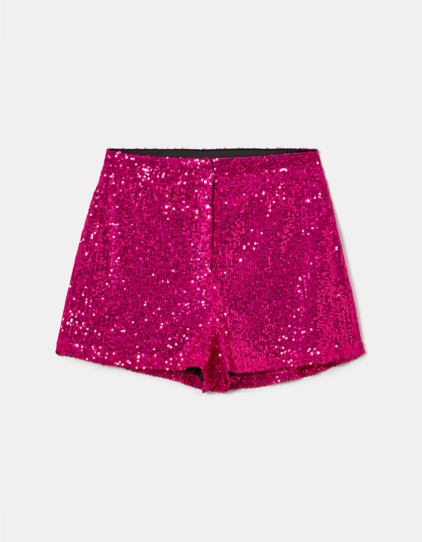 TALLY WEiJL, Pinke Mini Shorts mit Pailletten for Women