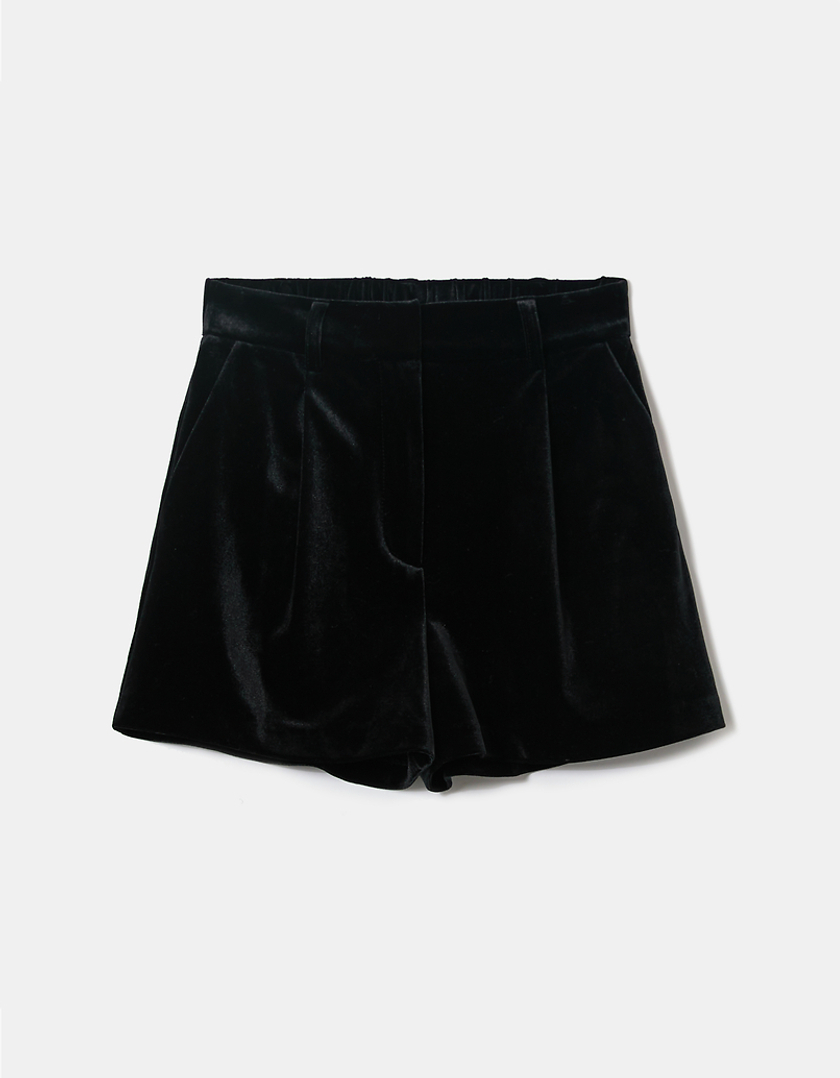 TALLY WEiJL, Black Velvet Mini Shorts for Women